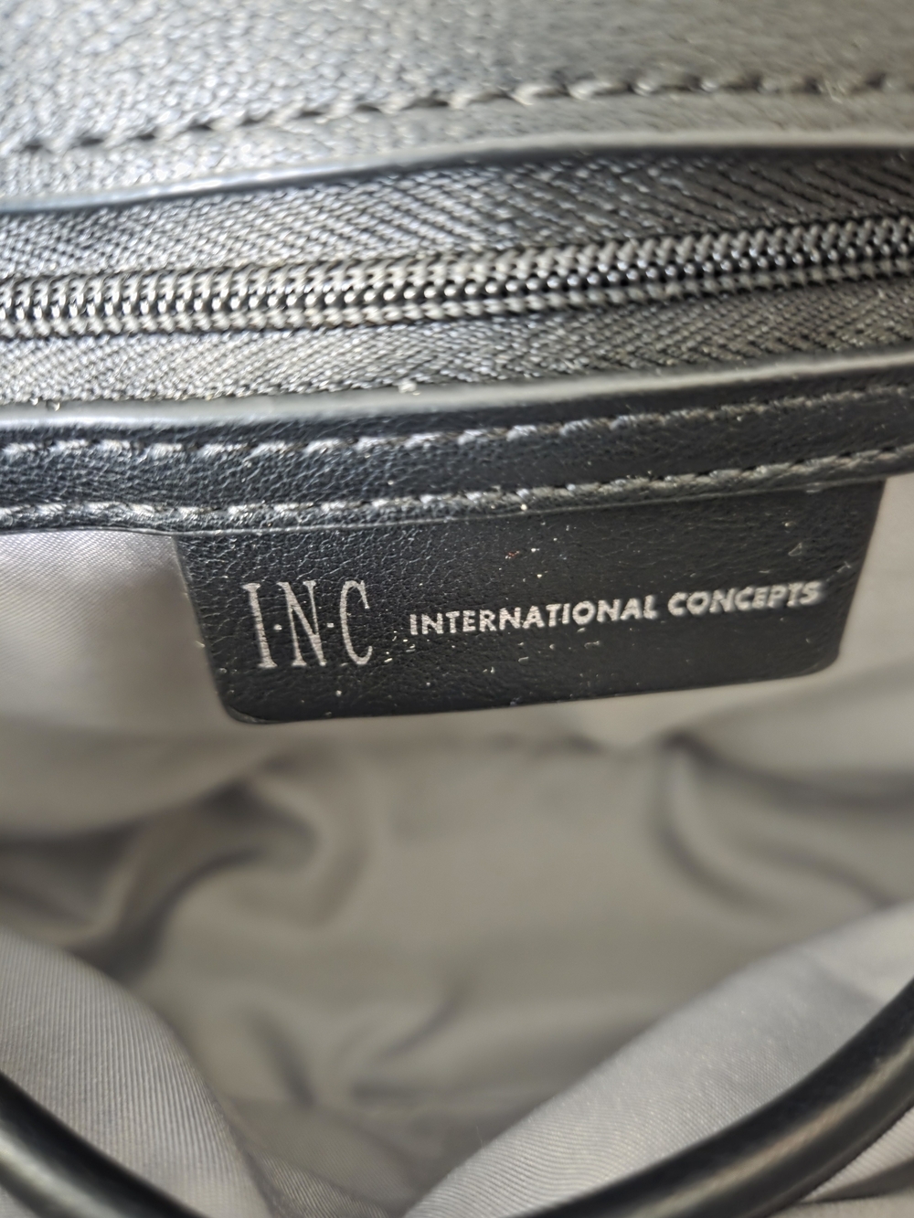 INC International Concepts Black Quilted Chevron Shoulder Bag with Silver Chain - Picture 8 of 8